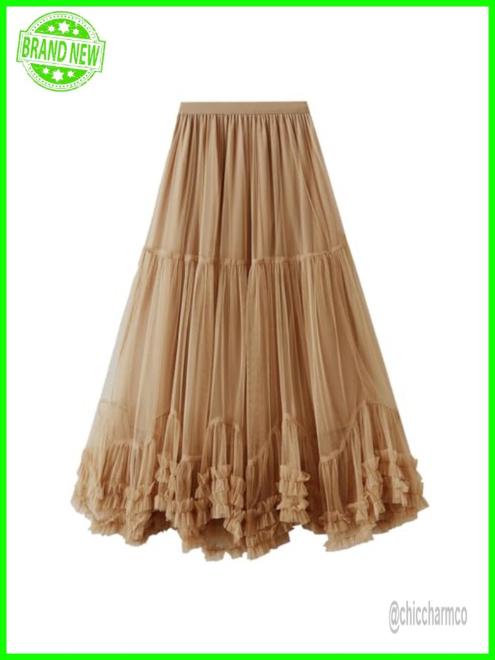 Women's Tiered Tulle Maxi Skirt High Waist A-Line Tutu